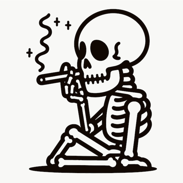 Skeleton smoke illustration