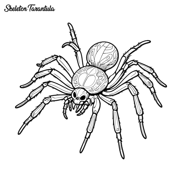 Vector skeleton tarantula coloring page and outline vector design