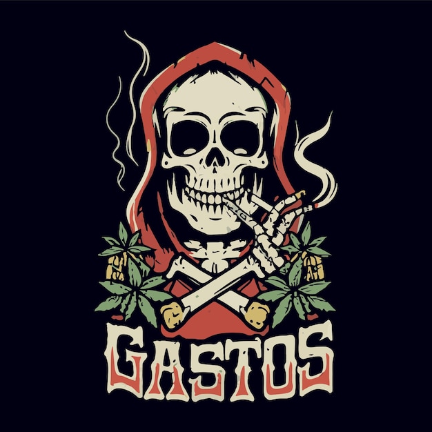 skeleton with joint and smoke t shirt design