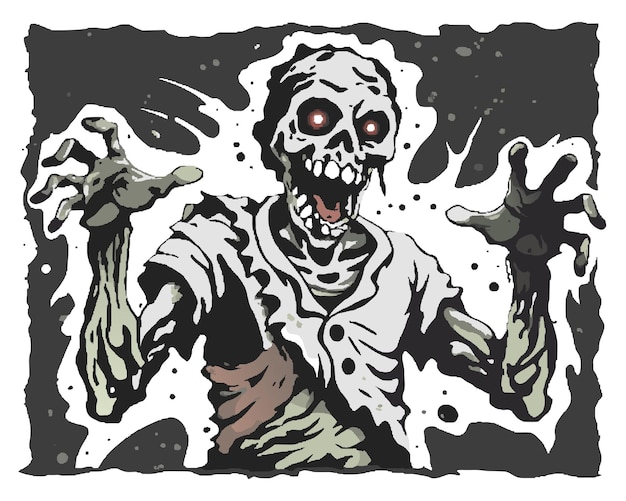 Skeleton zombie vector art Cartoon style