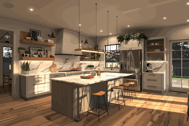 sketch 3d visualization of the kitchen