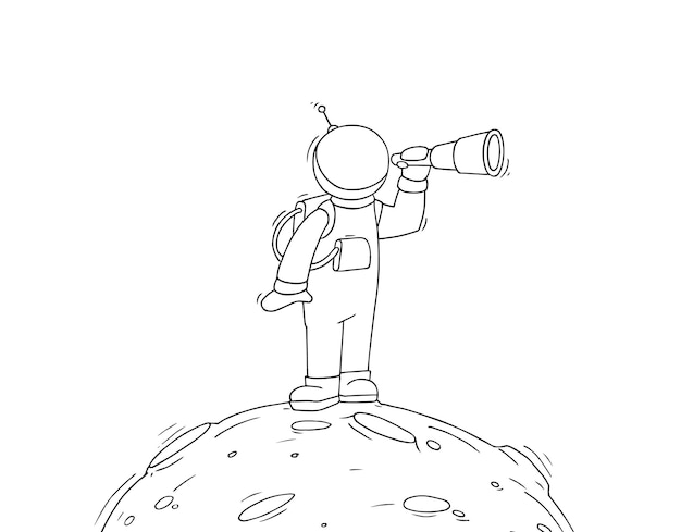 Sketch of astronaut with spyglass