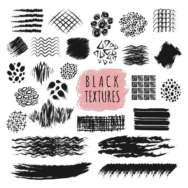 Sketch brush stroke texture design vector elements. Abstract sketch pen and pencil rough strip lines set