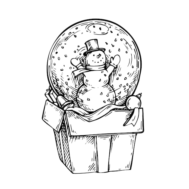 Sketch Christmas Snow Ball Souvenir Snowman In Glass Snow Globe Xmas Present Decoration Sphere