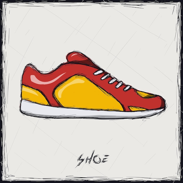 Sketch color illustration Sign Shoes