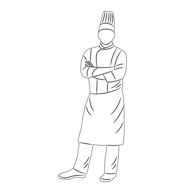 Vector sketch cook vector on white background