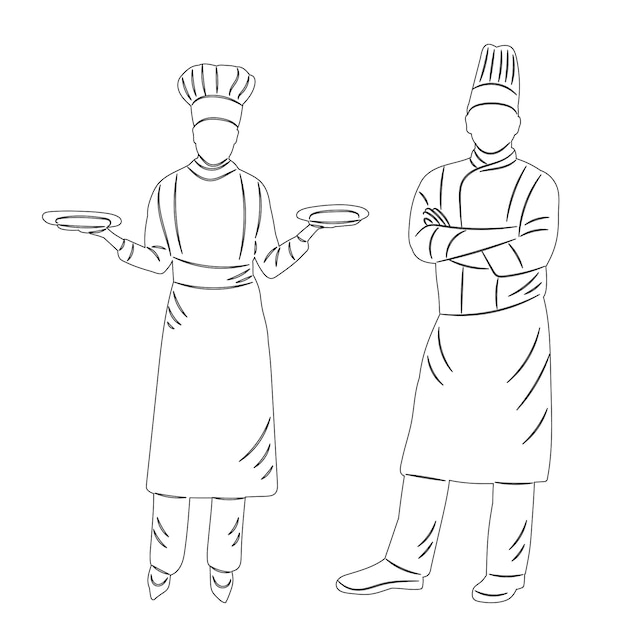 sketch of a cook on a white background vector