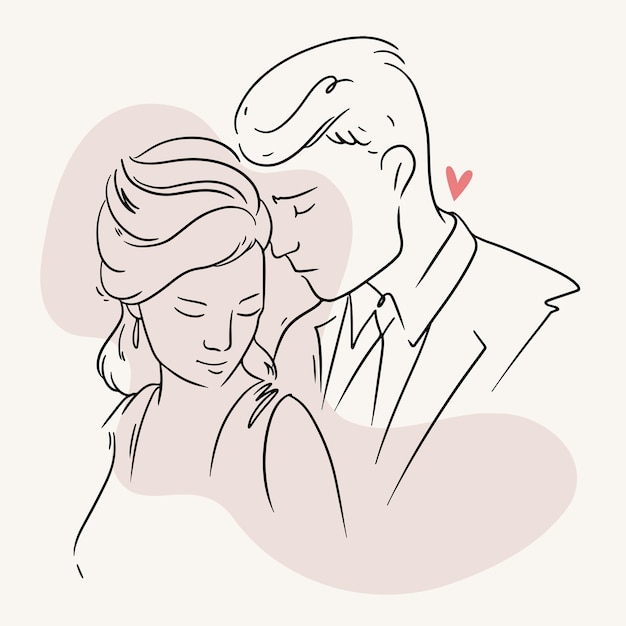 Sketch couple in love.Line art in a minimalist style.Modern art.