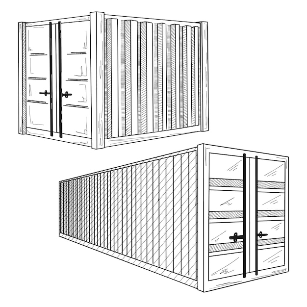 Sketch different containers. Hand drawn   set.