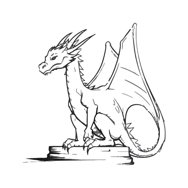 sketch of a dragon on a white background