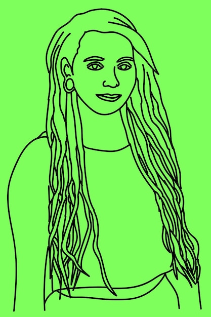 sketch dreadlocks woman line art