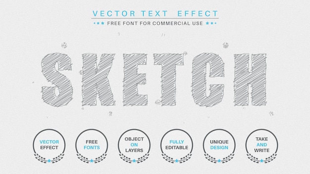 Sketch editable text effect  font style