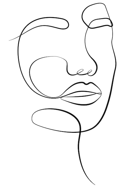 Sketch of a female abstract face Continuous line