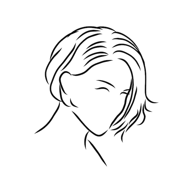 A sketch of a female hairstyle. A freehand vector illustration.