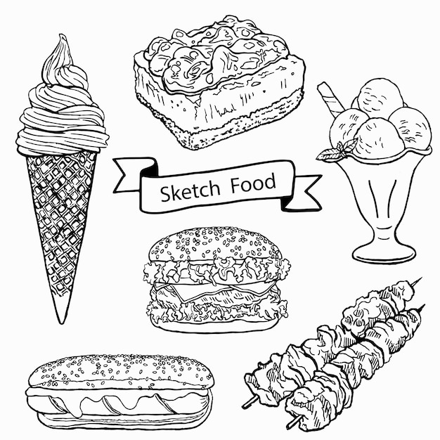 sketch food doodle set