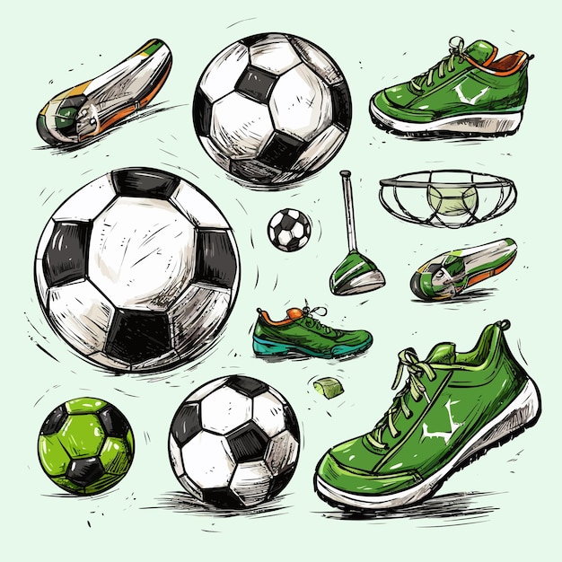 Vector sketch_football_elementshand_drawn_soccer