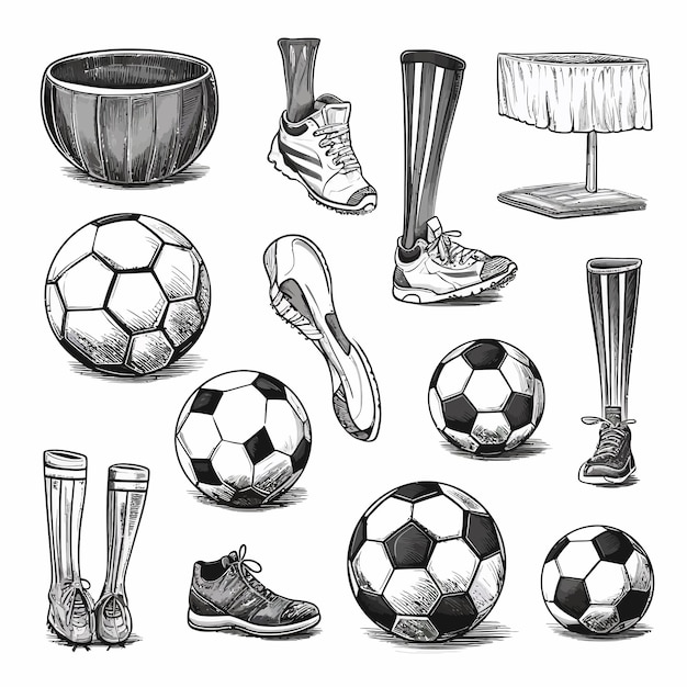 Vector sketch_football_elementshand_drawn_soccer