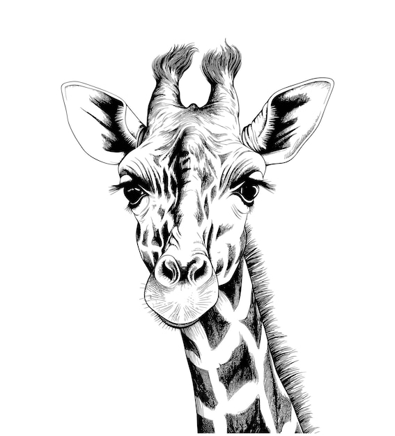 Sketch of the giraffe head hand drawn giraffe vector