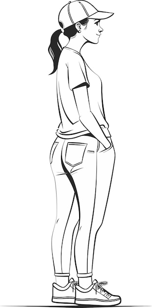 Vector a sketch of a girl in a tight fitting pants