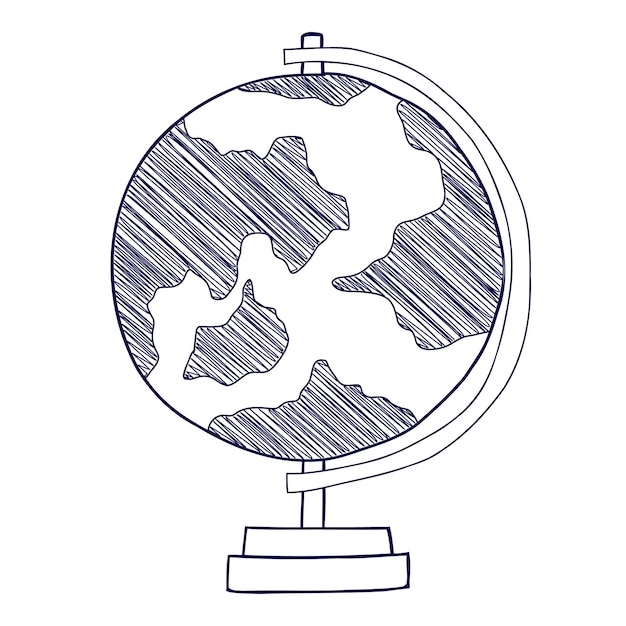 Sketch globe doodle Hand drawn earth Vector school handdrawn map