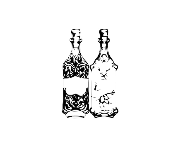 Sketch  Hand drawn  single line art bottle