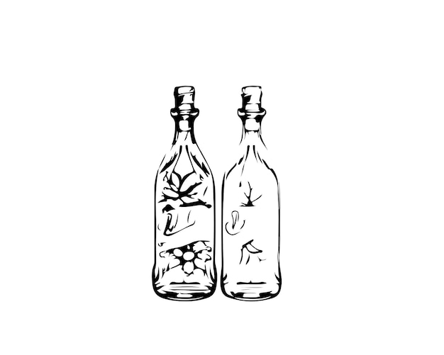 Sketch  Hand drawn  single line art bottle