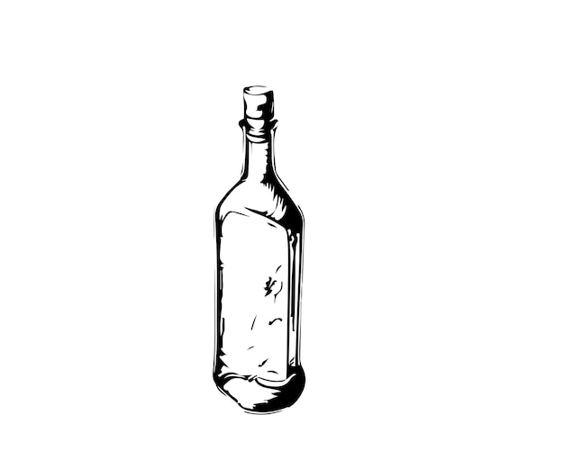 Sketch  Hand drawn  single line art bottle