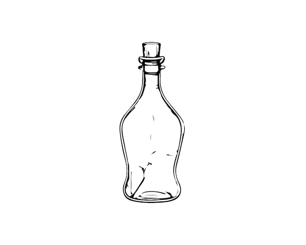 Sketch  Hand drawn  single line art bottle