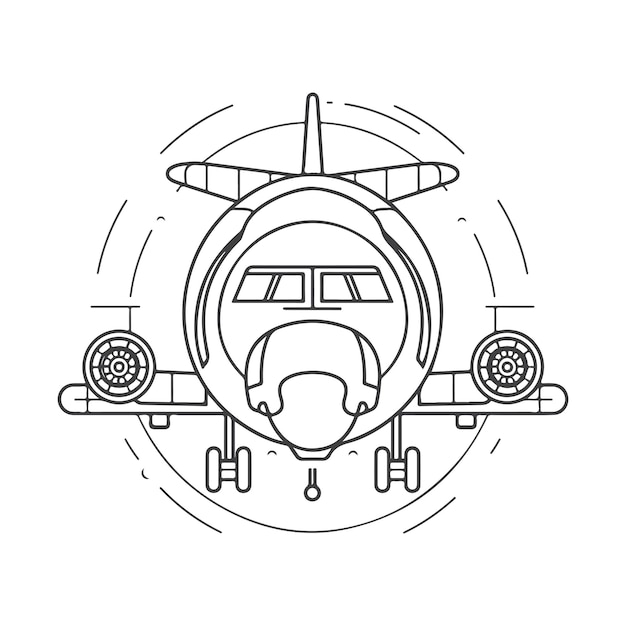 Sketch Hand drawn single line art coloring page air plan