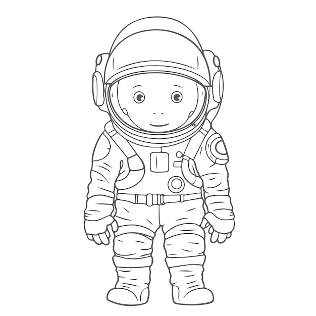 Sketch Hand drawn single line art coloring page astronaut Day