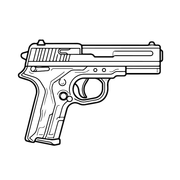 Sketch Hand drawn single line art coloring page gun day