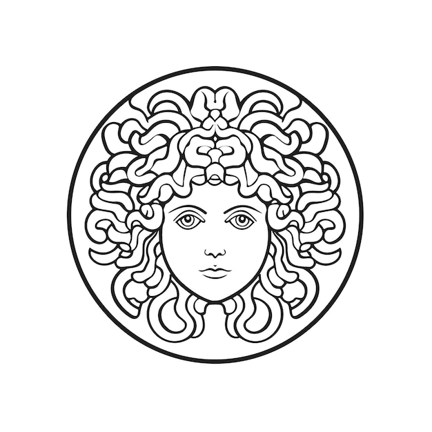 Sketch Hand drawn single line art coloring page line drawing medusa day