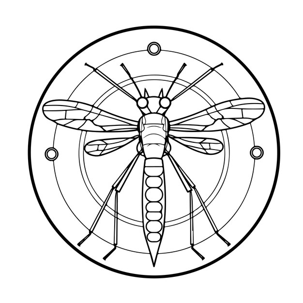 Vector sketch hand drawn single line art coloring page mosquito day