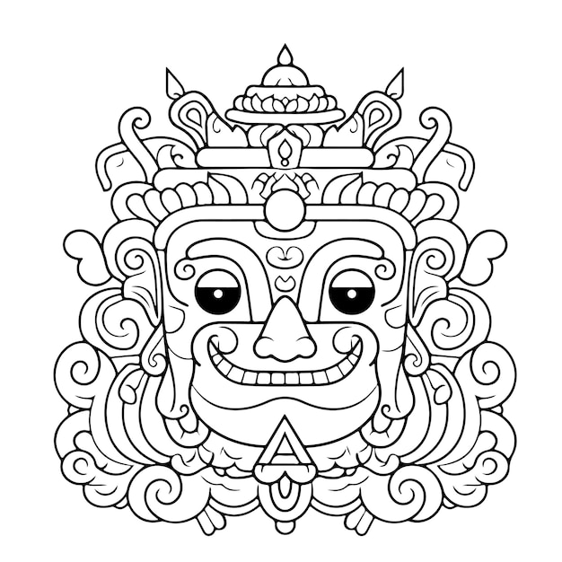 Sketch Hand drawn single line art coloring page nyepii day