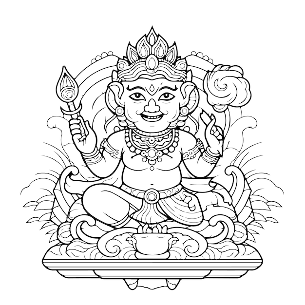 Sketch Hand drawn single line art coloring page nyepii day