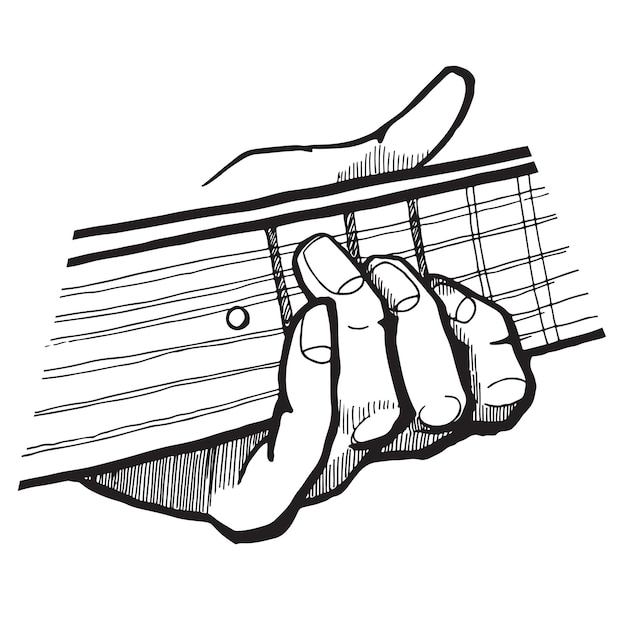 Sketch hand play on guitar