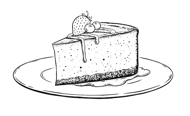 Sketch illustration of Cheesecake on plate