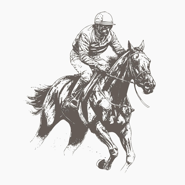 Sketch of jockey racing hand drawn sketch