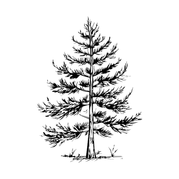 Sketch of lodgepole pine tree in hand draw style