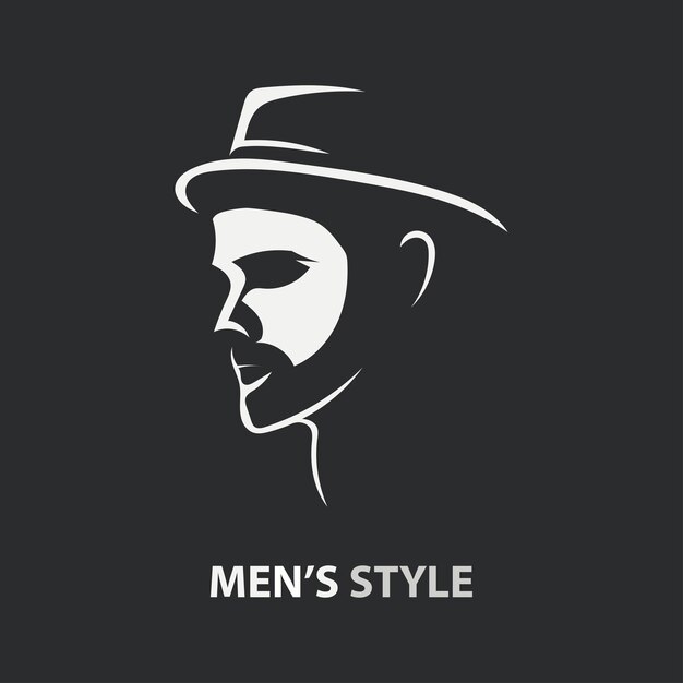 Vector sketch man logo design a man with hat