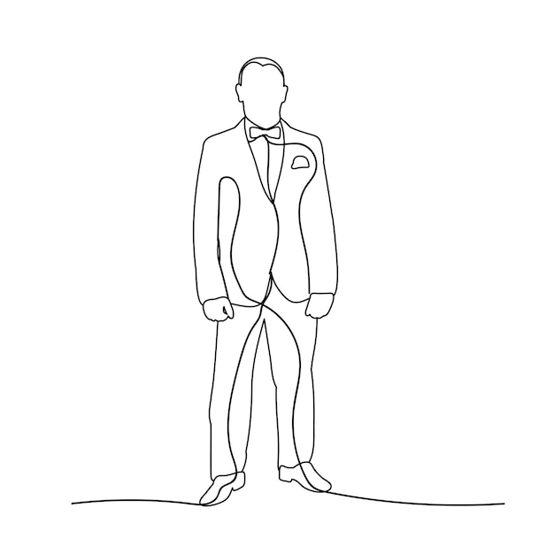 Sketch of a man in a suit simple lines