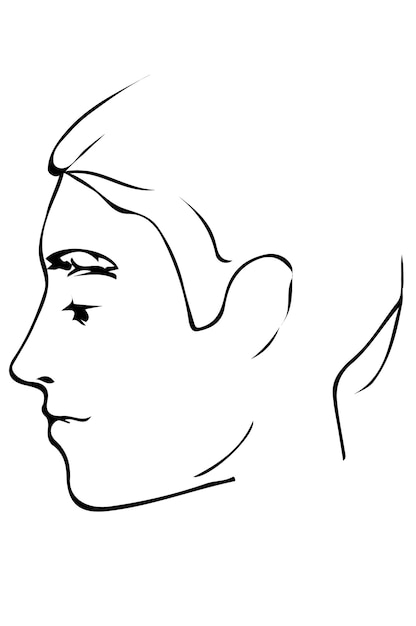 Sketch to portrait of a young man's profile