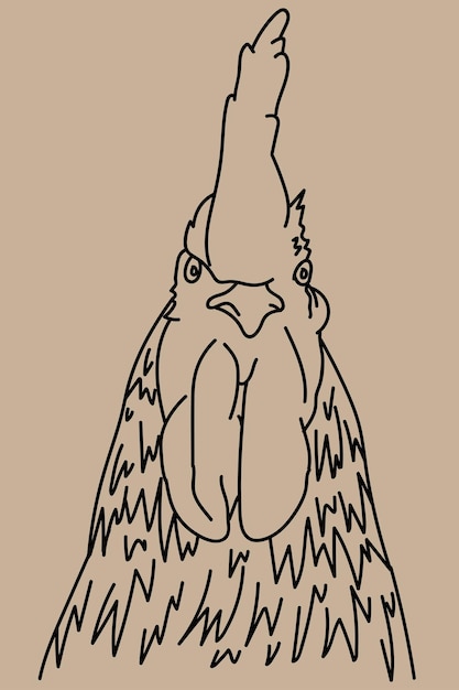 sketch rooster line art