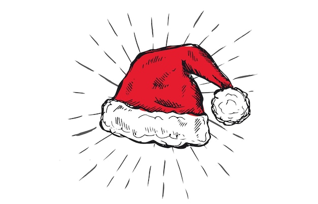 Sketch of Santa Hat Hand drawn illustration