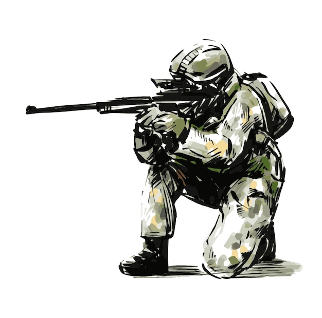 Sketch of soldier at war