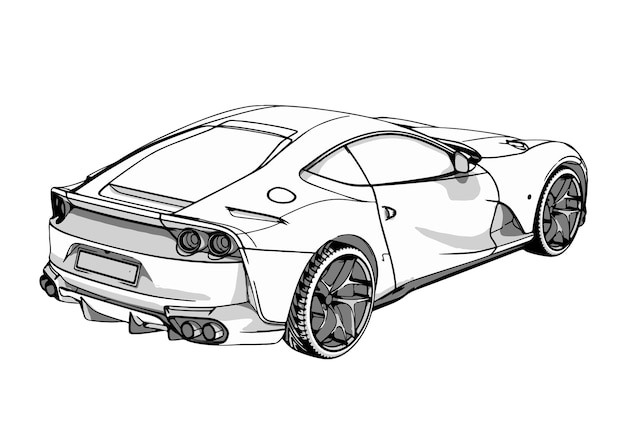 Sketch sports car fast vector