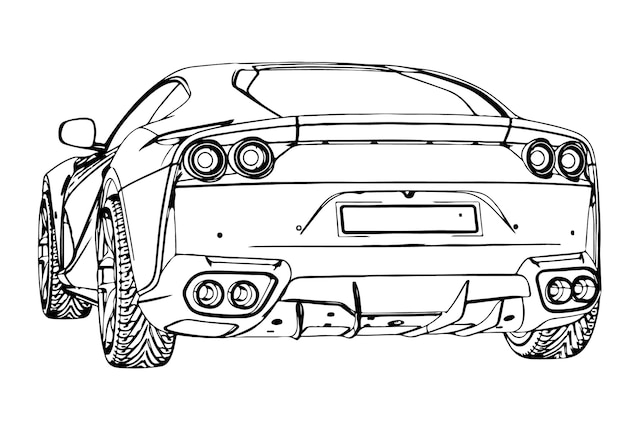 Sketch sports car fast vector