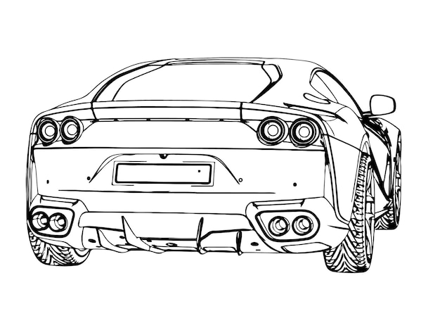 Sketch sports car fast vector