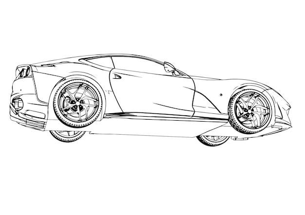 Sketch sports car fast vector