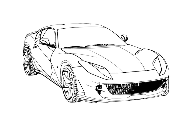 Sketch sports car fast vector